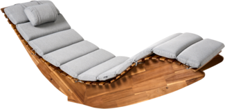 Sonnenliege mit Kissen BRESCIA PREMIUM Akazienholz Grau meliert