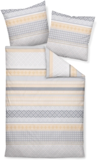 Janine Feinbiber Bettwäsche Davos 200x200 Streifen gelb platin 65080-03