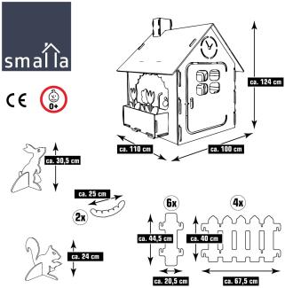 Kinder Spielhaus aus Recycling Filz 110x100x124 Indoor Outdoor Haus mit Zubehör