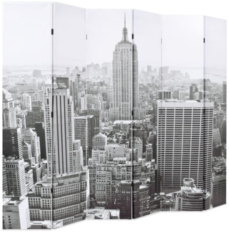 vidaXL Raumteiler klappbar 228 x 170 cm New York bei Tag Schwarz-Weiß 245860