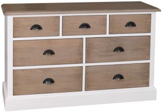 Casa Padrino Landhausstil Sideboard Weiß / Naturfarben 122 x 38 x H. 75 cm - Möbel im Landhausstil