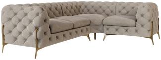 S-Style Möbel Ecksofa Chesterfield Ashley mit Goldene Metall Füßen, Die Eckeinheit kann entweder rechts- oder linkshändig sein, mit Wellenfederung