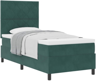 vidaXL Boxspringbett mit Matratze Dunkelgrün 100 x 200 cm Stoff 3339881