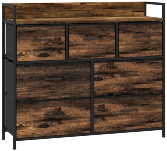 HOMCOM Kommode mit 7 Faltbaren Schubladen aus Stoff, Griff und Regal (Aufbewahrungsschrank, 1 St, Sideboard), für Schlafzimmer, Wohnzimmer, Rustikal-Braun