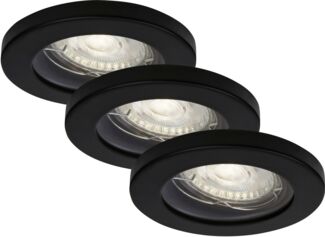 Di-Ka LED Einbauleuchte Kowali 3er Set schwarz-matt Ø 8,5 cm 4,7 W warmweiß