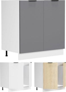 VCM Küchenmöbel Unterschrank Fasola 919306 Weiß / Anthrazit H. 82 x B. 80 x T. 46 cm