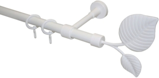 GARESA Gardinenstange BLATT, Ø 20 mm, 1-läufig, Wunschmaßlänge, mit Bohren, verschraubt, Kunststoff, Metall, Vorhanggarnitur, Kunststoff, verlängerbar, mit Ringe