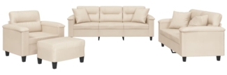 vidaXL 4-tlg. Sofagarnitur mit Kissen Beige Mikrofasergewebe 3202313