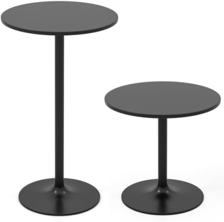 2er Set Ø 60 cm Stehtisch 2 in 1 Bartisch & Esstisch Höhenverstellbarer Bistrotisch Schwarz