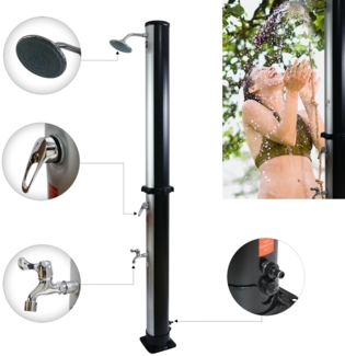 Solardusche 20L Silber Gartenbrause Fußdusche Camping Pool Regendusche Outdoor
