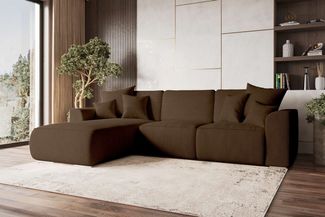 99rooms Gusto Ecksofa Cordstoff POSO Braun Links mit Schlaffunktion