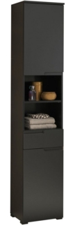 SPICE Badezimmer Hochschrank in Schwarz matt - Badezimmerschrank Bad Schrank mit viel Stauraum - 40 x 191 x 32 cm (B/H/T)