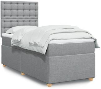 vidaXL Boxspringbett mit Matratze Hellgrau 100x200 cm Stoff 3293505