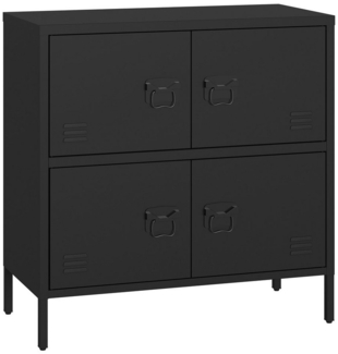 skølm Kommode Zandor (Sideboard mit 2 Fächern, 4 Türen), Wohnzimmerschrank Stahl, pulverbeschicht, schwarz