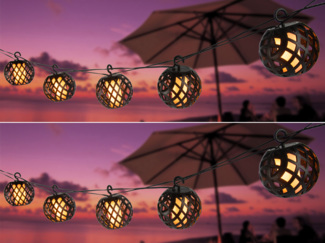 2er Set Solarbetriebene LED Outdoor Lichterketten mit 8 Kugeln, Länge 4,1 Meter