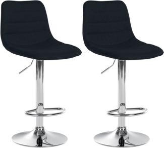 CLP 2er Set Barhocker Lex mit Stoffbezug,schwarz Metall in Chromoptik