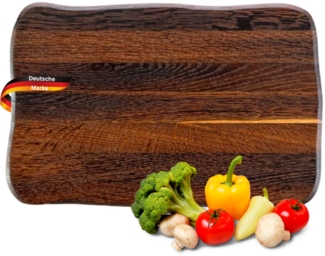DELUKE® Schneidebrett Holz groß DOLU [KLINGENSCHONEND] - 30x20x3cm, Eichenholz | Holzbrett Küchenbrett Servierbrett | Dunkelbraun