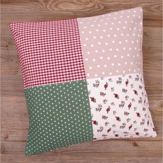 matches21 HOME & HOBBY Kissenbezüge Kissen-Bezug 40x40 cm Landhaus-Stil Blumen Herz weiß Baumwolle, (1 Stück), Wohnzimmer Kissen-Hülle als Deko-Kissen Zier-Kissen Sofa-Kissen