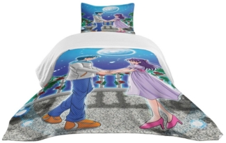 Abakuhaus Tagesdecke Set mit Kissenbezügen Waschbar, Anime Romantisches Manga Paar