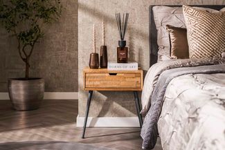 KAWOLA Nachttisch TICAR Beistelltisch Teakholz natur 1 Schublade 50 x 35 x 45 cm