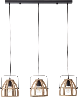 Brilliant Lampe Calley Pendelleuchte 3flg holz dunkel/schwarz Aluminium schwarz 3x A60, E27, 42 W