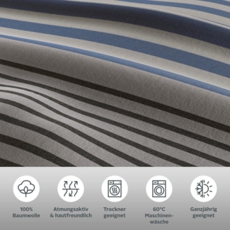 H.I.S Bettwäsche Majoran, Linon, 2 teilig, gestreifte Bettwäsche in verschiedenen Qualitäten