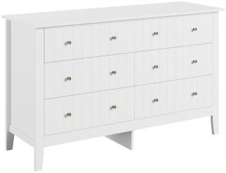 Homfa Kommode Sideboard, Kommodenschrank mit 6 Schubladen, weiß, 133x45x79,5 cm