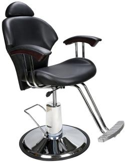 Barberpub Stuhl Barberpub hydraulischer Friseurstuhl Friseursessel 8714BK, Salon SPA Kunstleder Schwarz