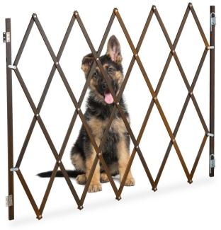 Relaxdays Hundeabsperrgitter, ausziehbar bis 130 cm, 87,5-100 cm hoch, Bambus, Hunde Schutzgitter, Treppe & Tür, Braun