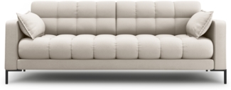 Micadoni Sofa Mamaia 3-Sitzer Strukturierter Stoff Beige Metall schwarz