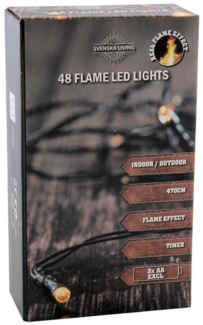 Spetebo LED-Lichterkette Flame Lights Lichterkette mit Timer - 24 LED / 230, 48-flammig, Flammen Effekt Garten Deko Beleuchtung für Außen - Batterie betrieben
