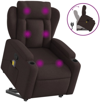 vidaXL Massagesessel mit Aufstehhilfe Dunkelbraun Stoff 3204499