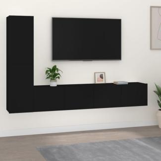 vidaXL 4-tlg. TV-Schrank-Set Schwarz Holzwerkstoff [3114311]