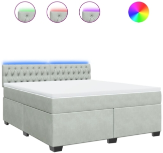 vidaXL Boxspringbett mit Matratze Hellgrau 180x200 cm Samt 3288684