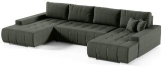 Wohnlandschaft Sofa mit Schlaffunktion VOGAR Stoff Aulla Tannengrün