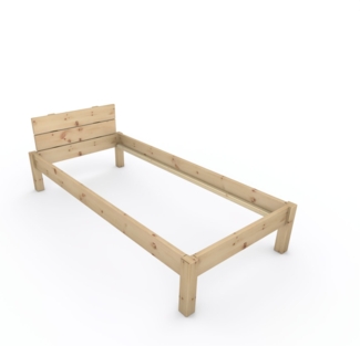 Pfostenbett "metallarm" Zirbe Holzbett "Daybett" 90 x 200cm 38cm Einzelbett