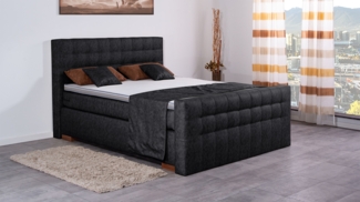 Meisterbetten Boxspringbett Luis 200x200 in MS-Black, Matratzenbezug Nano, Komfortschaum-Topper
