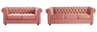 Vente-unique - Sofa 3-Sitzer & 2-Sitzer - Samt - Pastellrosa - CHESTERFIELD