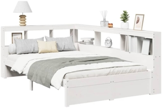 vidaXL Massivholzbett mit Regal ohne Matratze Weiß 90x190 cm Kiefer 3324367