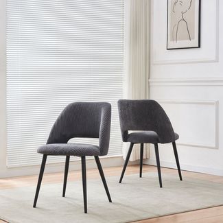 B&D home Esszimmerstühle VICKY 2er Set | Cord Polsterstuhl für Esszimmer, Küche, Büro | industrial modern Design | Kordsamt Anthrazit