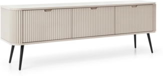 AX LIVING schwarze Sideboard Benvie 104 cm – Glas & Lamellenfront