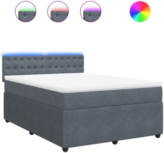 vidaXL Boxspringbett mit Matratze Dunkelgrau 140x190 cm Samt 3290047