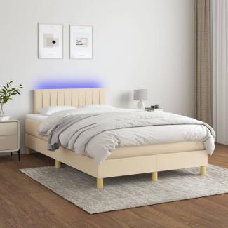 Boxspringbett mit Matratze & LED Stoff Creme 120 x 200 cm, Härtegrad: H2 [3133866]