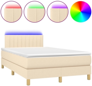Boxspringbett mit Matratze & LED Stoff Creme 120x200 cm, Härtegrad: H2 [3133866]