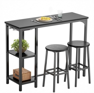 Bealife Essgruppe Esstisch mit 2 Stühlen, 3-tlg Bartisch,Küchentisch für Küche,Esszimmer, Platzsparende Stühle