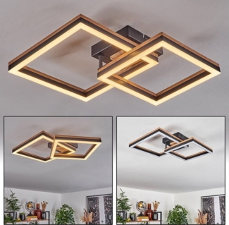 hofstein Deckenleuchte Deckenlampe aus Metall/MDF/Kunststoff in Schwarz/Holzoptik/Weiß, LED fest integriert, 3000 Kelvin, verstellbare Leuchte Länge max. 38, 18 Watt, 2100 Lumen, 3000 Kelvin
