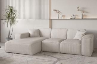 Ecksofa Designersofa CELES PREMIUM in Stoff Scala Hellbeige Ottomane Links