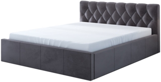 Polsterbett VOG 90x200 mit Matratze, Bettkasten und Lattenrost. Farbe: Grau 16