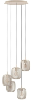 EGLO Hängelampe Romazzina, Cluster Pendelleuchte 5-flammig, Esszimmerlampe über Esstisch aus Metall in Sandfarben, Hängeleuchte mit E27 Fassung