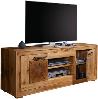 TV-Schrank >WZ-0315< (BxHxT: 200x62,1x46 cm) in natur geölt aus Wildeiche